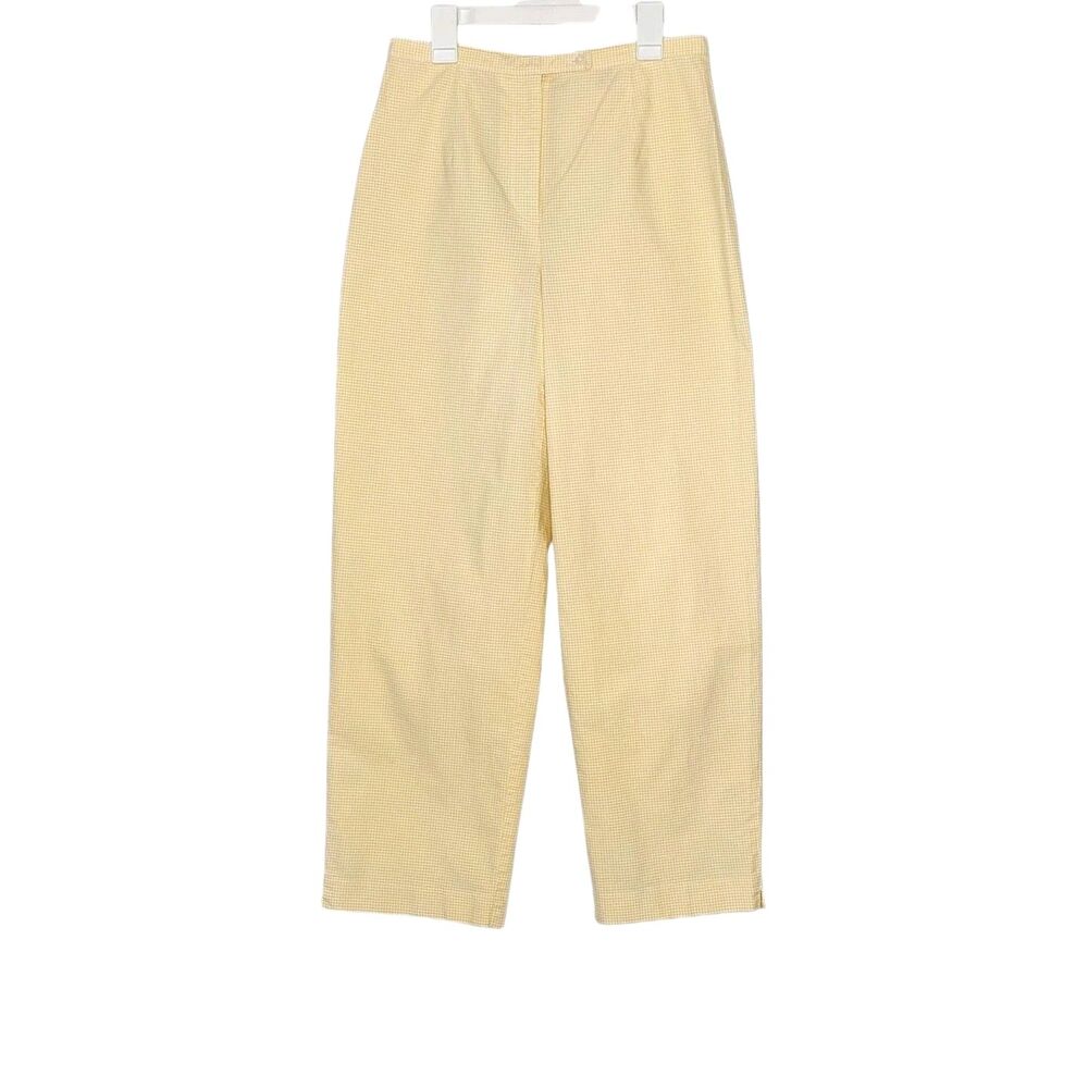 Talbots Yellow Gingham Ankle Pants Size 4 Cotton Blend High Rise Plaid Twee